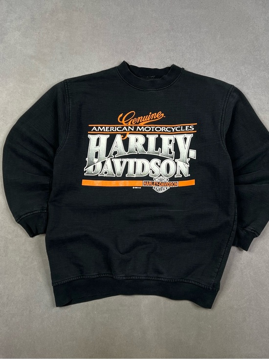 Harley-Davidson Other - Vintage Harley-Davidson Black Crewneck Sweatshirt with Orange & White Logo